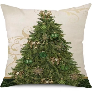 Federa per cuscino in morbido peluche con albero di Natale per decorazioni casa