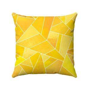 Cuscino quadrato decorativo con motivo geometrico astratto giallo e bianco per il divano