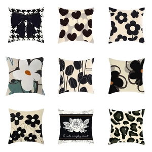 Fodera Per Cuscino Decorativo In Pelle Di Pesca Quadrata Minimalista Pied De Poule Floreale Stampa Leopardata Federa Decorazione Divano