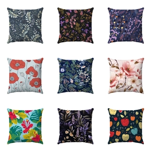 Fodera per Cuscino Decorativa in Peluche Corto Super Morbido a Motivo Botanico Floreale Moderno Quadrato Con Stampa Artistica per Divano Casa