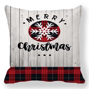 Federa natalizia a quadri rossi con scritta Merry Christmas e motivi decorativi di fiocchi di neve