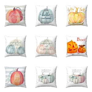 Federa Per Cuscino Zucca Halloween Autunno Morbido Peluche Corto Decorativo Per Divano Soggiorno Ringraziamento