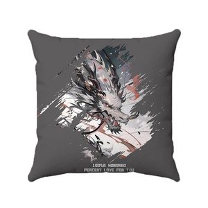 Cuscino grigio Capodanno Cinese con illustrazione di drago e slogan d'amore in inglese