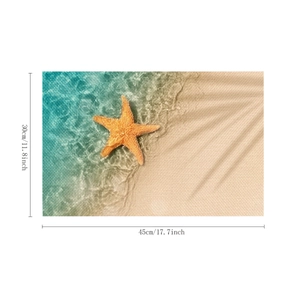 Linnen placemat met oceaanstrandopdruk zeester en palm schaduwen 45x30cm