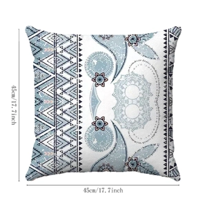 Fodera per cuscino mandala boho blu in tessuto morbido, 45x45 cm per decorazione divano