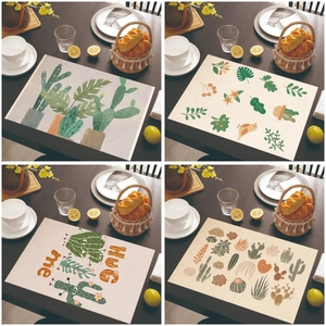 Tovaglietta in Misto Lino Cotone Stile Messicano Resistente al Calore Stampa Cactus Floreale Rettangolare per Tavolo da Pranzo Cucina Decorazione Casa