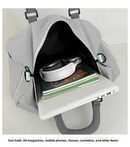 Borsa da viaggio capiente con spazio per laptop, cuffie e libri A4 vista interna