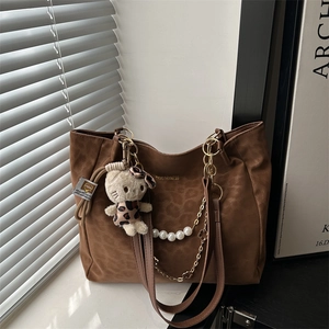 Borsa Tote Vintage Con Stampa Leopardata Da Donna Borsa A Spalla Di Grande Capacità Con Decorazione Di Catena Di Künstliche Perle