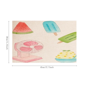 Tovaglietta in lino con stampe estive di gelato e anguria, misura 45x30cm per sala da pranzo