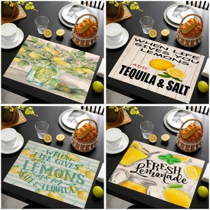 Tovagliette in Lino Con Motivo a Limone Estivo per Tavolo da Pranzo Tovagliette Decorative da Cucina Resistenti al Calore