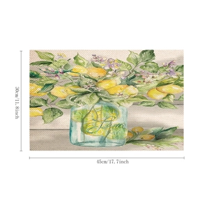 Set da tavola in lino con stampa di limoni e fiori, misura 45x30cm per decorazione