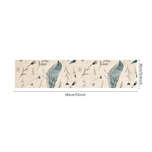 Runner da tavola in lino con uccelli e piume, dimensioni 183 cm x 33 cm decorazione