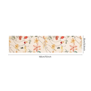 Runner da tavola in lino botanico con foglie di eucalipto, 33x183 cm per arredamento