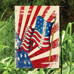 Bandiera da giardino Independence Day a doppia faccia con motivo USA su supporto