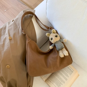 Women Retro PU Leather Hobo Bag Large Capacity Minimalist Shoulder Crossbody Bag Winter Streetwear Fashion Solid Color Handbag