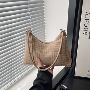 Borsa tote kaki con trama geometrica e tracolla regolabile per donna