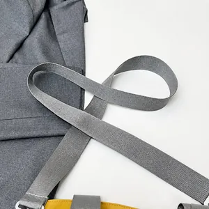 Close-up of high-density grey woven strap on a yellow cartoon tote bag for women