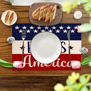 Tovaglietta in lino con bandiera americana e stelle per decorazione tavola 4 luglio