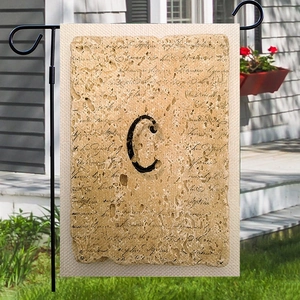 Bandiera da giardino bifacciale in lino con lettera C vintage per decorazione esterna