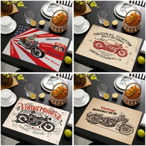 Tovaglietta in Lino Moto Vintage Americana Resistente al Calore Antiscivolo per Cucina Sala da Pranzo Decorazione Casa