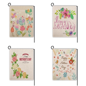 Happy Mother's Day Double Sided Garden Flag Linen Burlap Floral Bird Heart Outdoor Yard Decoration Best Mom Gift