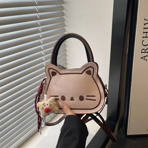 Sac à Épaule en Forme de Chat Texture Suédée Cuir PU Sac à Main Dessin Animé Bandoulière pour Femme Fille Voyage Quotidien Mode Pochette