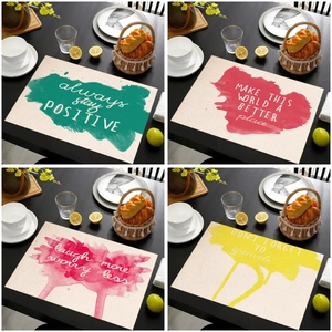 Linen Placemats For Mother's Day Inspirational English Slogan Table Mats Heat Resistant Cotton Linen Dining Decor For Kitchen Home