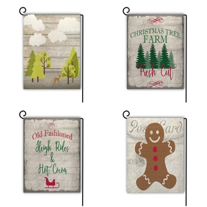Linen Christmas Garden Flag Double Sided Holiday Outdoor Yard Decoration With Festive Patterns Vertical House Banner