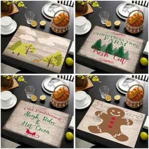 Tovaglietta Natale Lino Resistente Al Calore Rettangolare Decorazione Tavola Feste Cartone Animato Animali Renna Babbo Natale Per Cucina Sala Da Pranzo