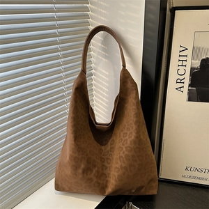 Sac Tote pour Femme Imprimé Léopard Grande Capacité Rétro Cuir PU Sac à Épaule Hobo Mode Navette Souple Carré Sacoches