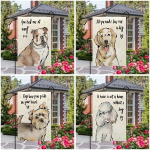 Double Sided Dog Garden Flag Linen Outdoor Yard Decor Welcome Flag For Home Patio Lawn Animal Pattern Decoration