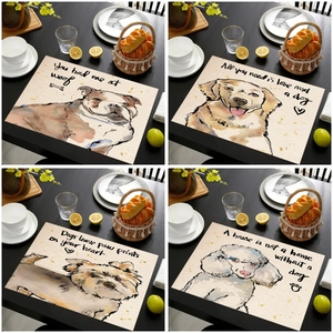 Tovaglietta in Lino Minimalista Moderna con Ritratto di Cane ad Acquerello Sottopiatto Resistente al Calore per Cucina Casa Ristorante