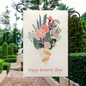 Drapeau de jardin double face en lin avec bouquet de tulipes pour la fête des mères et femmes