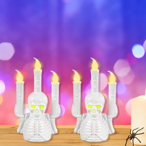 Halloween LED Skelett Kandelaber Kerzenhalter Kunststoff Schädel Elektronisches Kerzenlicht Für Bar Party Tischdekoration