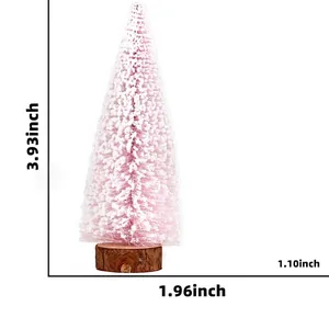 Mini albero di Natale bianco innevato alto 10 cm con base in legno naturale