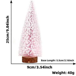 Specifiche dettagliate delle dimensioni per mini albero di Natale rosa con base