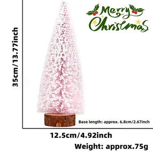 Tabella taglie per mini albero di Natale rosa da 35 cm con dettagli su altezza e larghezza