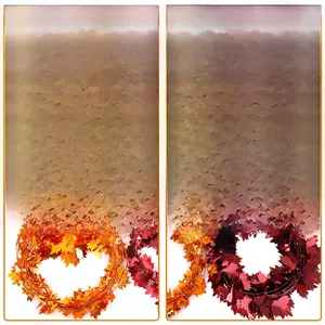 Macro detail of 7.5M maple leaf tinsel garland for Thanksgiving party decoration