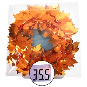 7.5m autumn maple leaf wire garland in packaging showing 35.5g weight detail