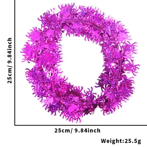 Detail showing 25cm crab-shaped sequin garland with laser reflective material and size specs
