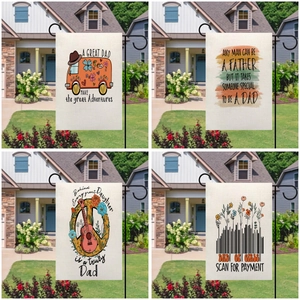 Double Sided Linen Garden Flag Father's Day Outdoor Yard Decoration Rustic Burlap Home Decor Banner For Dad Daddy Papa Gift