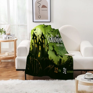 Halloween Skelett Schloss Flanell Kuscheldecke auf Sofa für festliche Party Dekoration