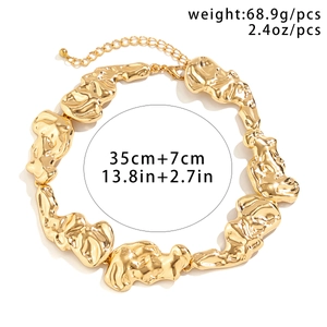 Detailed view of liquid metal irregular choker showing texture, weight and size specifications