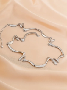 Detail view of liquid lava texture choker with adjustable chain and lobster clasp