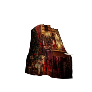 Bell-shaped Christmas hanging plaque featuring a cozy fireplace and festive tree scene