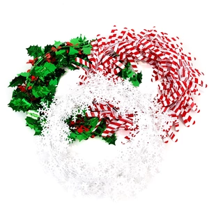 7.5m Christmas garland set with red berries, candy cane stripes and white snowflakes