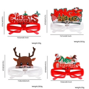 Set of four LED Christmas party glasses with festive reindeer and Santa felt decorations