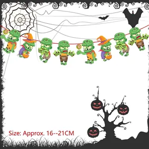 Detail of colorful zombie cartoon character banners for Halloween party decoration