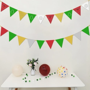 Striscione a Bandierine Triangolari di Natale Bandiera Colorata Stella Fiocco di Neve Design Traforato Ghirlanda per Festa Casa
