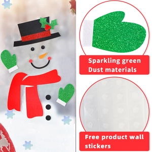 Kit adesivi natalizi a forma di pupazzo di neve con guanti verdi glitterati e sciarpa